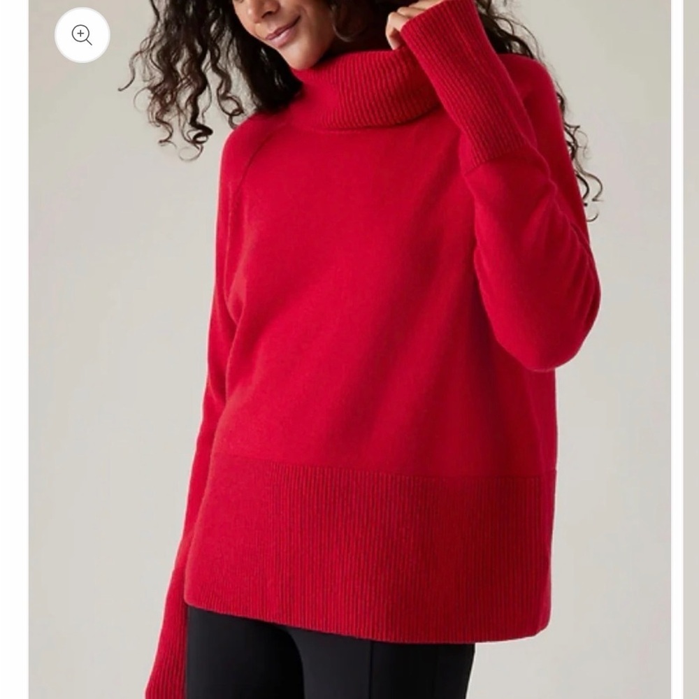 Athleta Alpine Turtleneck Wool, Cashmere, Sweater Top, Red, Small